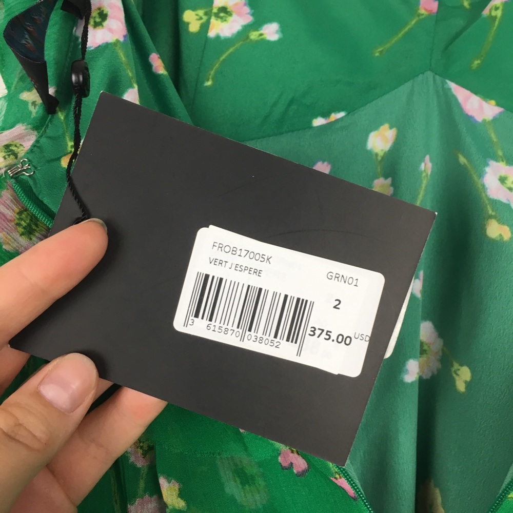 The Kooples green silk floral beaded dress NEW - Picture 6 of 7